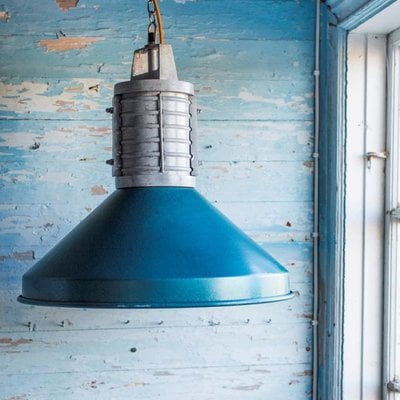 Hanglamp metaal blauw industrieel Ø48x46cm "rustic industrial lamp"