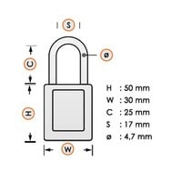 Nylon Kompakte Sicherheits-vorhängeschloss weiß 814122
