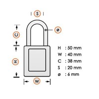 Aluminium safety padlock yellow S6835LFYLW - Copy