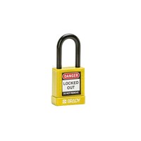 Aluminium veiligheidshangslot met kunststof cover geel 834471