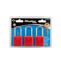Set of 3 Zenex safety padlocks 410TRIRED in blister packaging