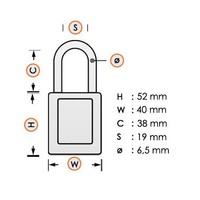 Aluminium Sicherheits-vorhängeschloss mit weiß Abdeckung 74/40 WEIß