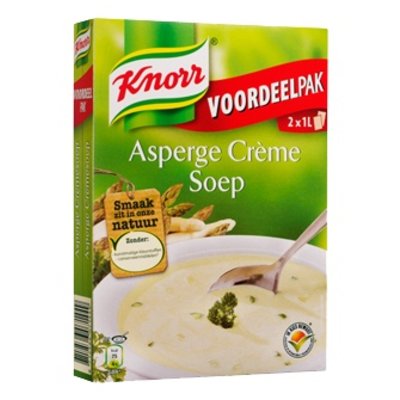 Knorr Asperge-Creme soep dubbelpak voor 2x 0,75 lt. Niet op voorraad.