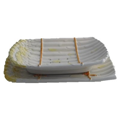 Schaal + onderschaal asperge wit 32cm