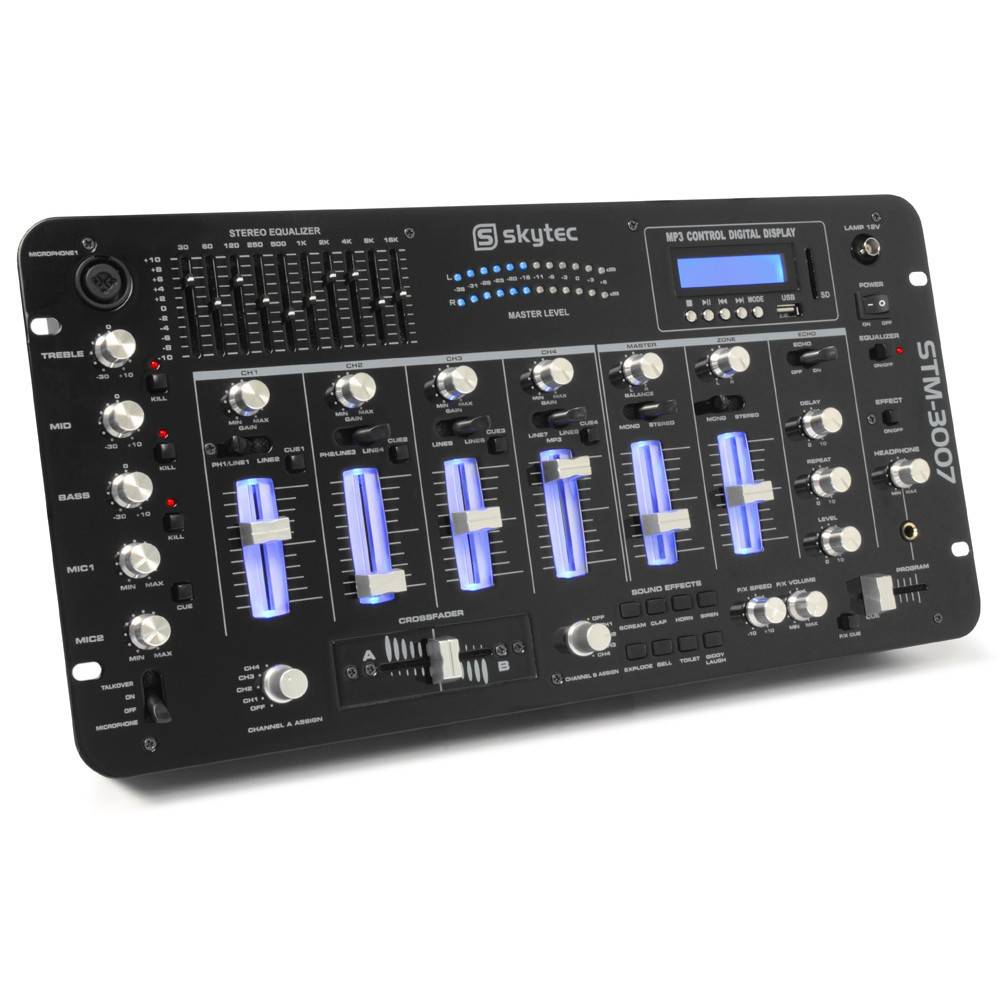 Image of Skytec STM-3007 6-Kanaals 19 inch mixer met SD/USB/MP3/LED/Bluetooth