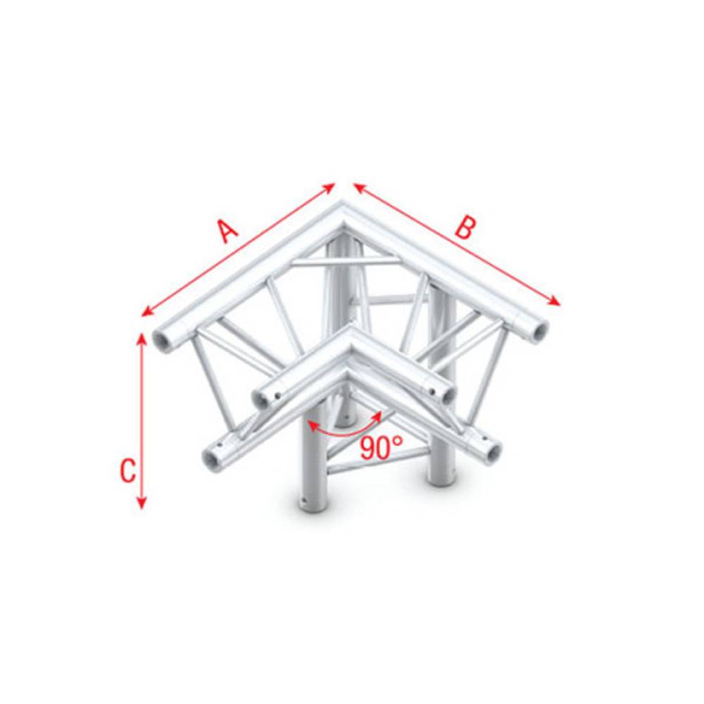 Image of Showtec FT30 Driehoek truss 012 3-weg hoek 90g apex down