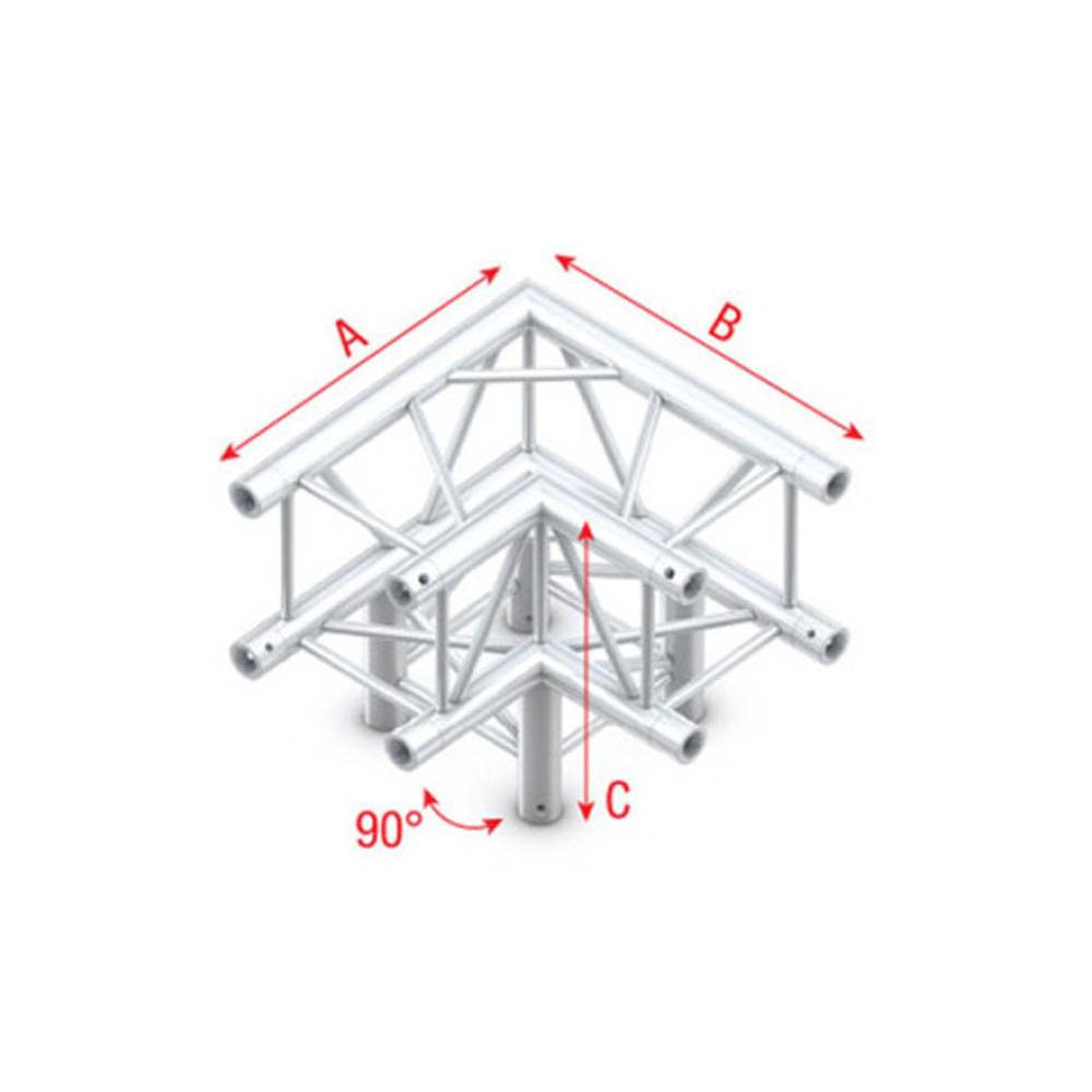 Image of Showtec FQ30 Vierkant truss 012 3-weg hoek 90g