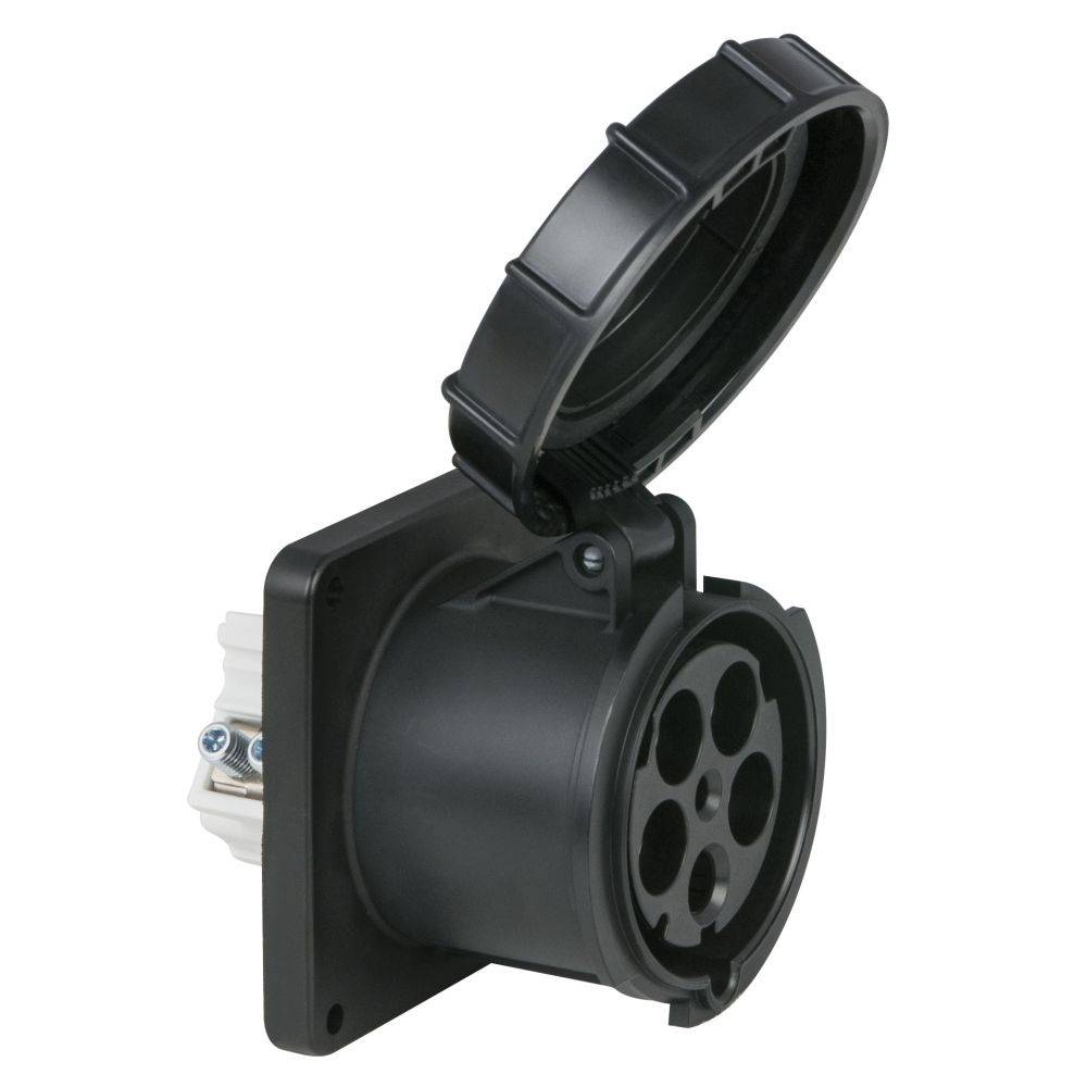 Image of PCE CEE 125A 5-polige inbouw socket female IP67 zwart