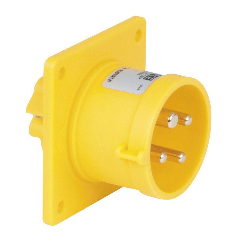 Image of PCE CEE 16A 4-polige inbouw socket male geel