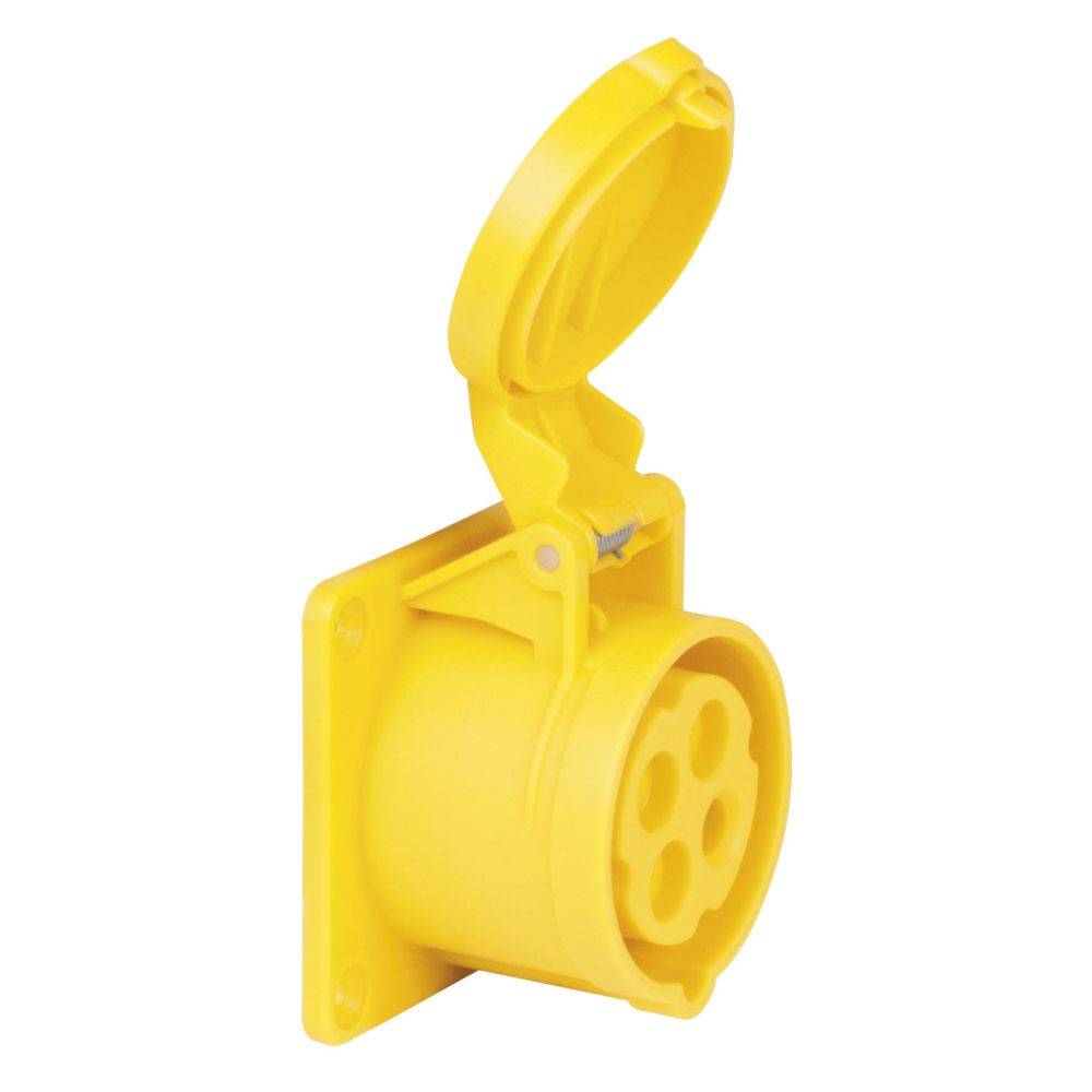 Image of PCE CEE 16A 4-polige inbouw socket female geel