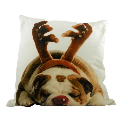 Sierkussen Kerst Engelse Bulldog Gewei Sierkussen Kerst Engelse Bulldog Gewei