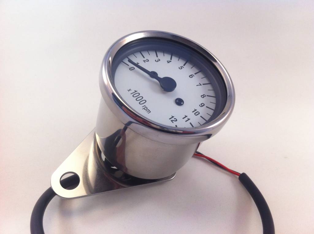 1 4 Mechanical (cable) Tachometer White / Chrome