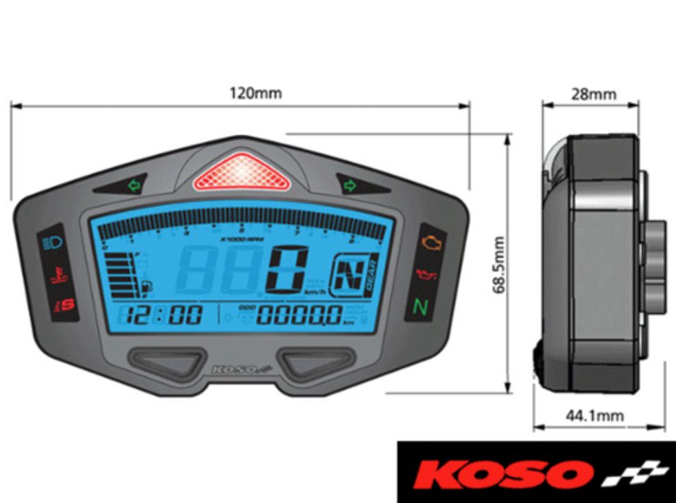KOSO DB03R Multi Function Motorcycle Digital Dash Cockpit