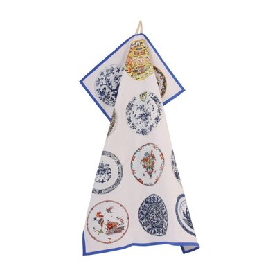&Klevering Theedoek borden blauw
