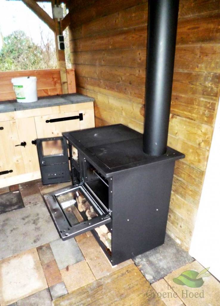 Metalurguia houtkachel met oven en fornuis (9 kw) de groene hoed ... Houtkachel houtopslag woonkamer
