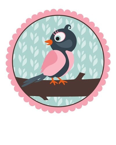 Muursticker vogel roze