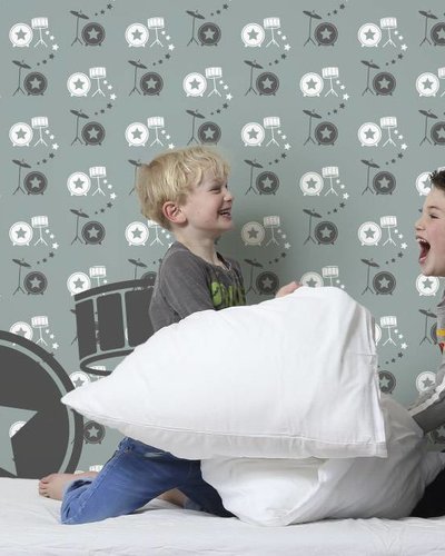 Behang muziek met drumstel