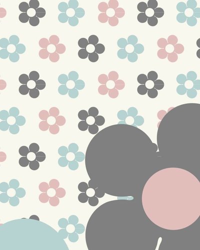 Behang bloemen roze blauw roze