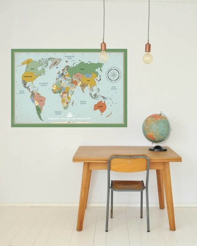 Muursticker wereldkaart