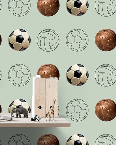 Behang voetbal groen