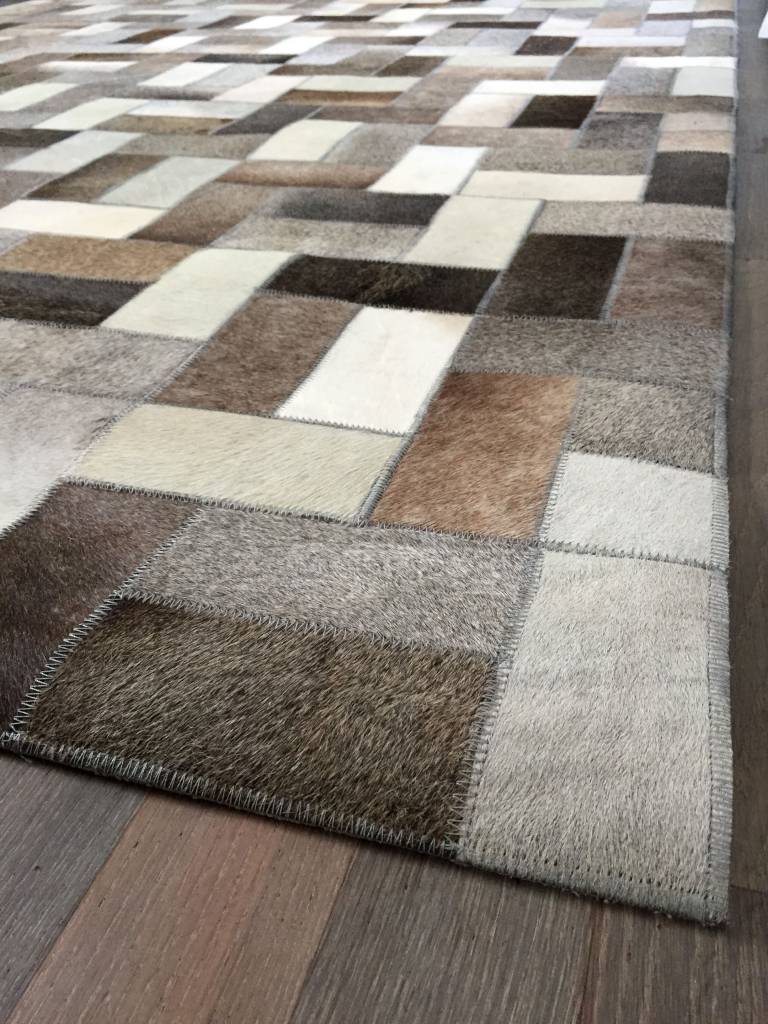 Brick patchwork vloerkleed leder we feel home