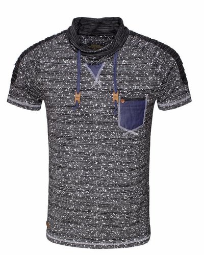 WAM Denim black t-shirt with shawl collar
