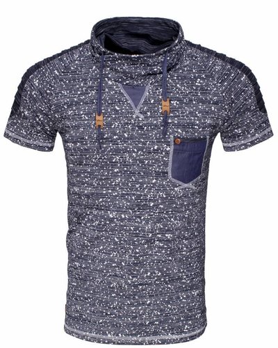 WAM Denim navy t-shirt with shawl collar