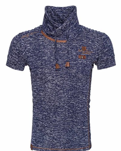 WAM Denim navy t-shirt with shawl collar