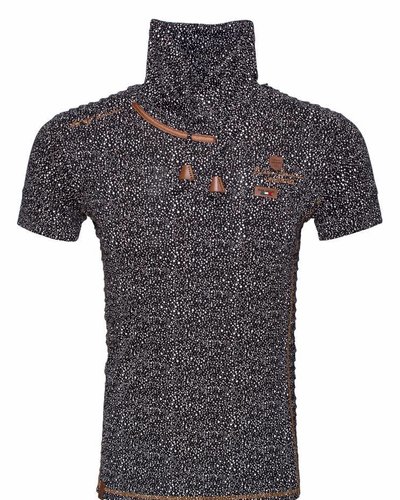 WAM Denim black white t-shirt with shawl collar