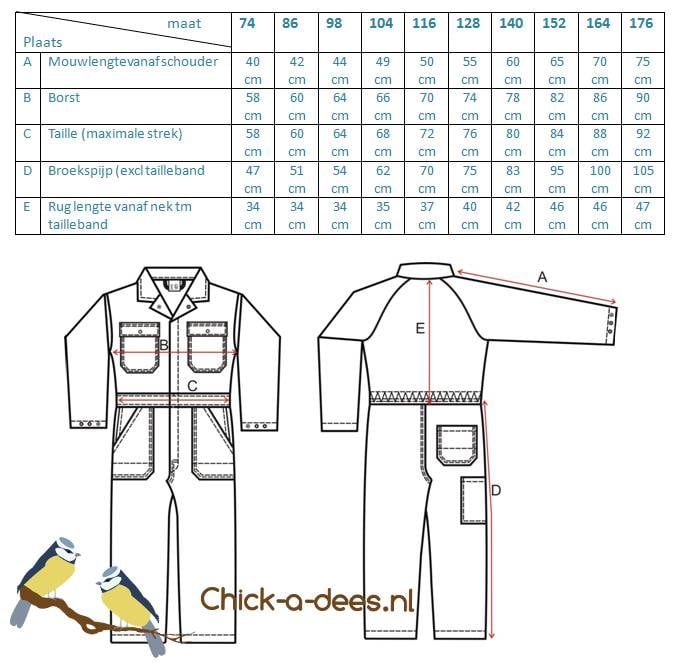 size chart children's overalls