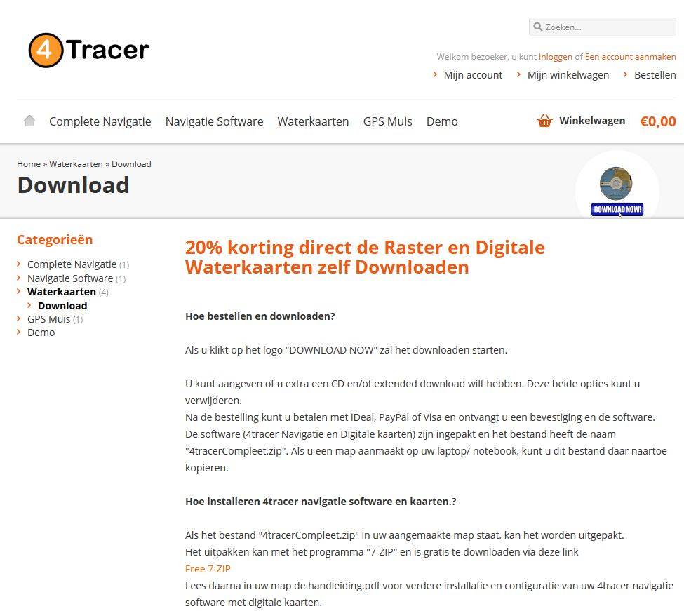 Waterkaarten nu ook te Downloaden