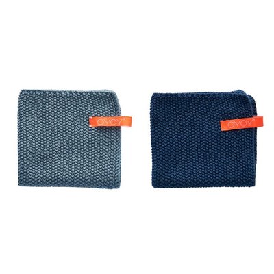 OYOY Vaatdoekenset Dusty Aqua & Dark Denim