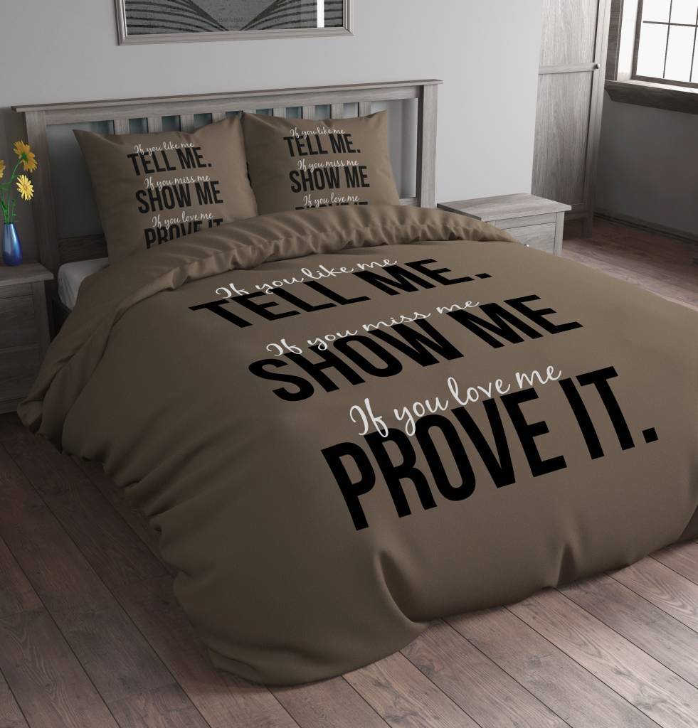Dekbedovertrek tell me taupe bruker slaapcomfort