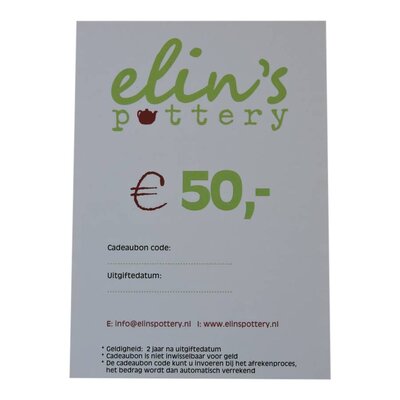 Elin's Pottery Cadeaubon Elin's Pottery