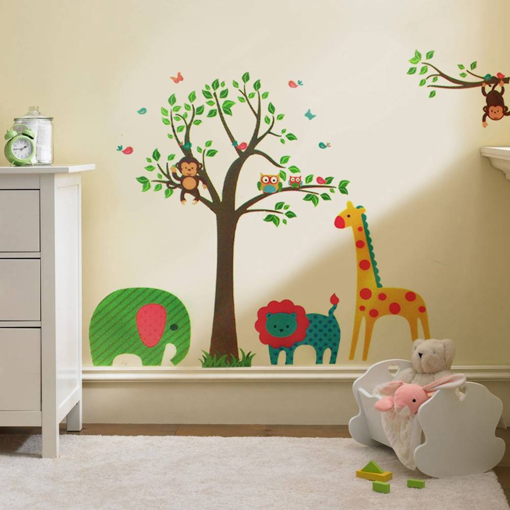 Muurstickers kinderkamer boom: muursticker grijs roze boom ...
