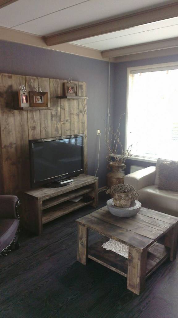 Tv Meubels Maatwerk Steigerhout Tv Meubel Van Steigerhout Met Een Black Wash