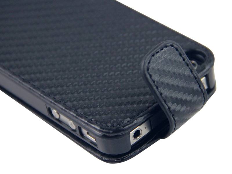 Flip Case iPhone 4 Carbon Zwart