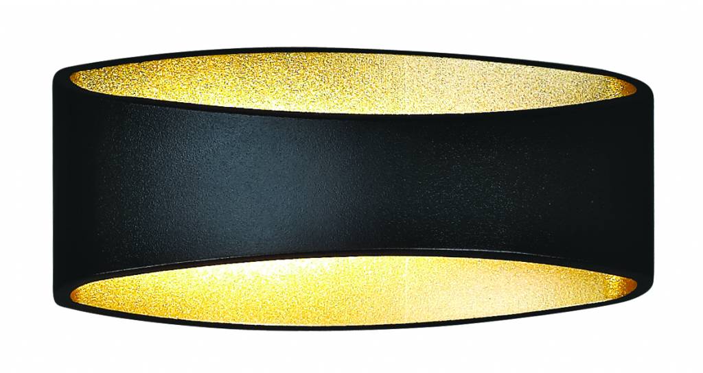 Wandlamp Zwart Goud Wit Grijs Led Ovaal 5w 175mm Breed