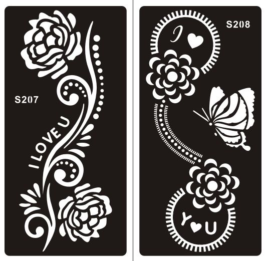 henna tattoo schablone für körper bemalung s207 s208 2 stück henna tattoo schablone für körper bemalung s207 s208 2 stück