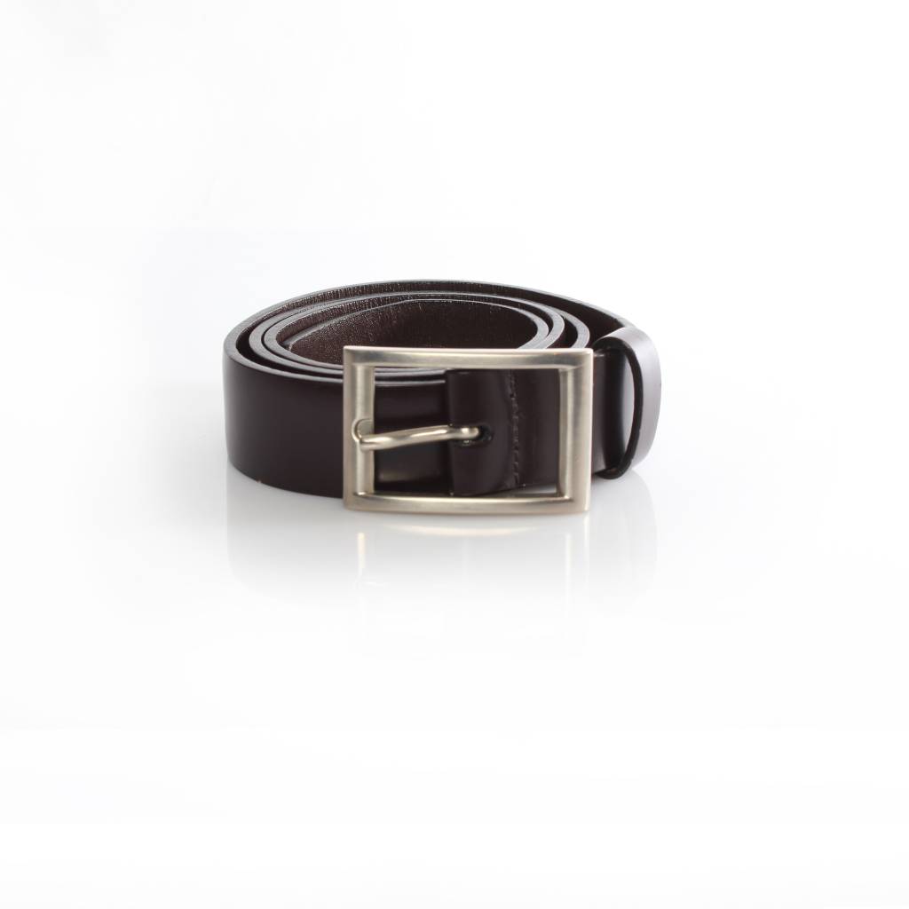Prada Prada, dark brown leather belt with silver buckle in size 85 ...  