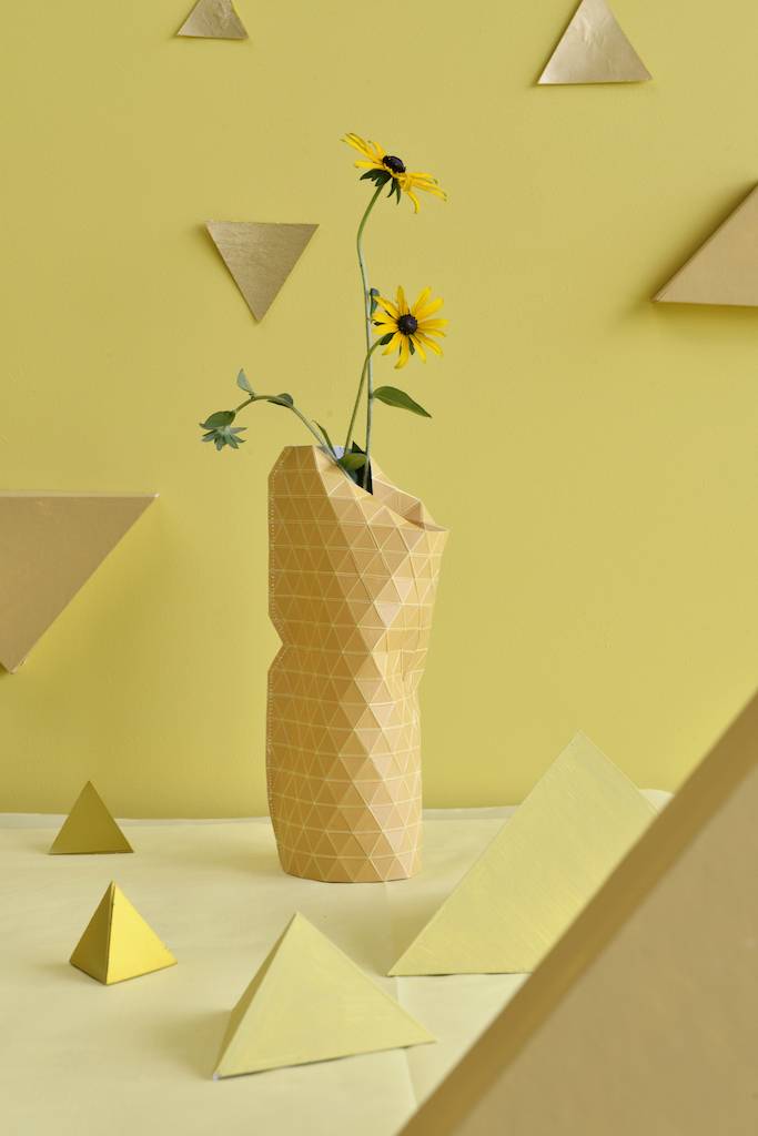 Paper Vase Cover Grid Yellow Tiny Miracles Designs on a Mission