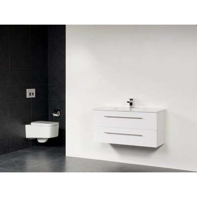 smallline badmeubel 80 x 38 cm keramische wastafel met 1 kraangat in de kleur glans wit