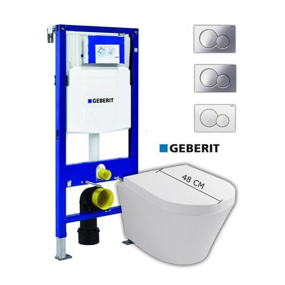 Sanitairstunthal Complete verkorte set Designo met Geberit UP320 reservoir met drukplaat en softclose / quick release toiletzitting
