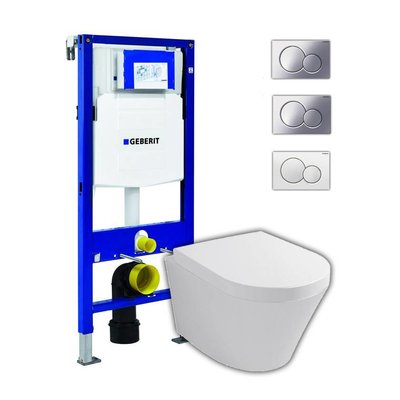 Sanitairstunthal hangend toilet met Geberit UP320 reservoir en Sigma bedieningsplaat