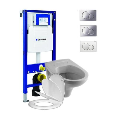 Sphinx hangend toilet met Geberit UP320 reservoir en Sigma bedieningsplaat