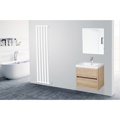 Sanitairstunthal Greeploos badmeubel 60cm breed met mineraalmarmeren wastafel.