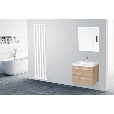 Sanitairstunthal Ex badmeubel 60cm breed met mineraalmarmeren wastafel.