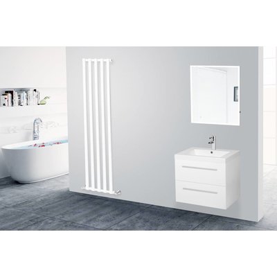 Sanitairstunthal Ex badmeubel 60cm breed met mineraalmarmeren wastafel.