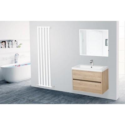 Sanitairstunthal Greeploos badmeubel 80cm breed met mineraalmarmeren wastafel.