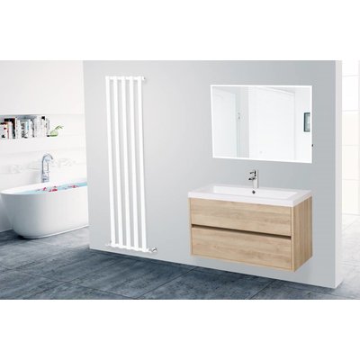 Sanitairstunthal Greeploos badmeubel 100cm breed met mineraalmarmeren wastafel.